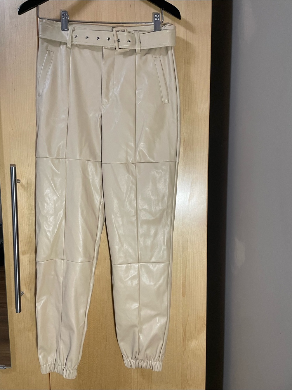 Forever 21 Cream Faux Leather Pants